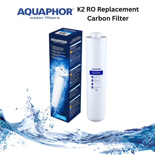 Aquaphor K2 RO Replacement Carbon Filter with packaging on a white background