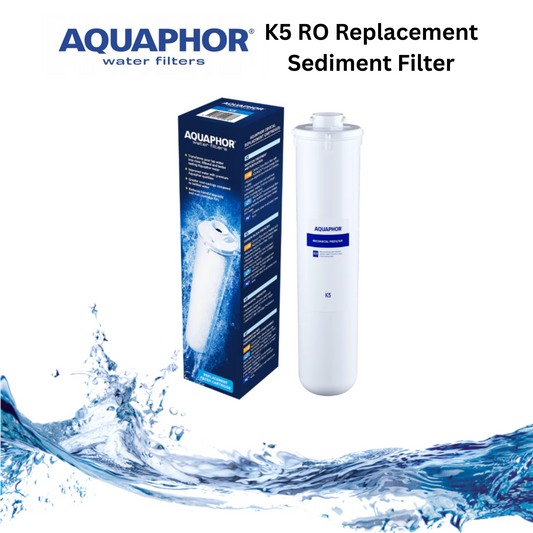 Aquaphor K5 RO Replacement Sediment Filter with packaging on a white background