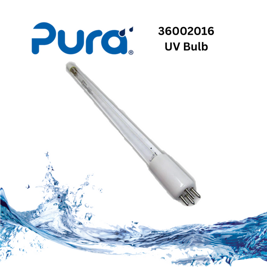 Pura UV bulb with water splash design on a white background