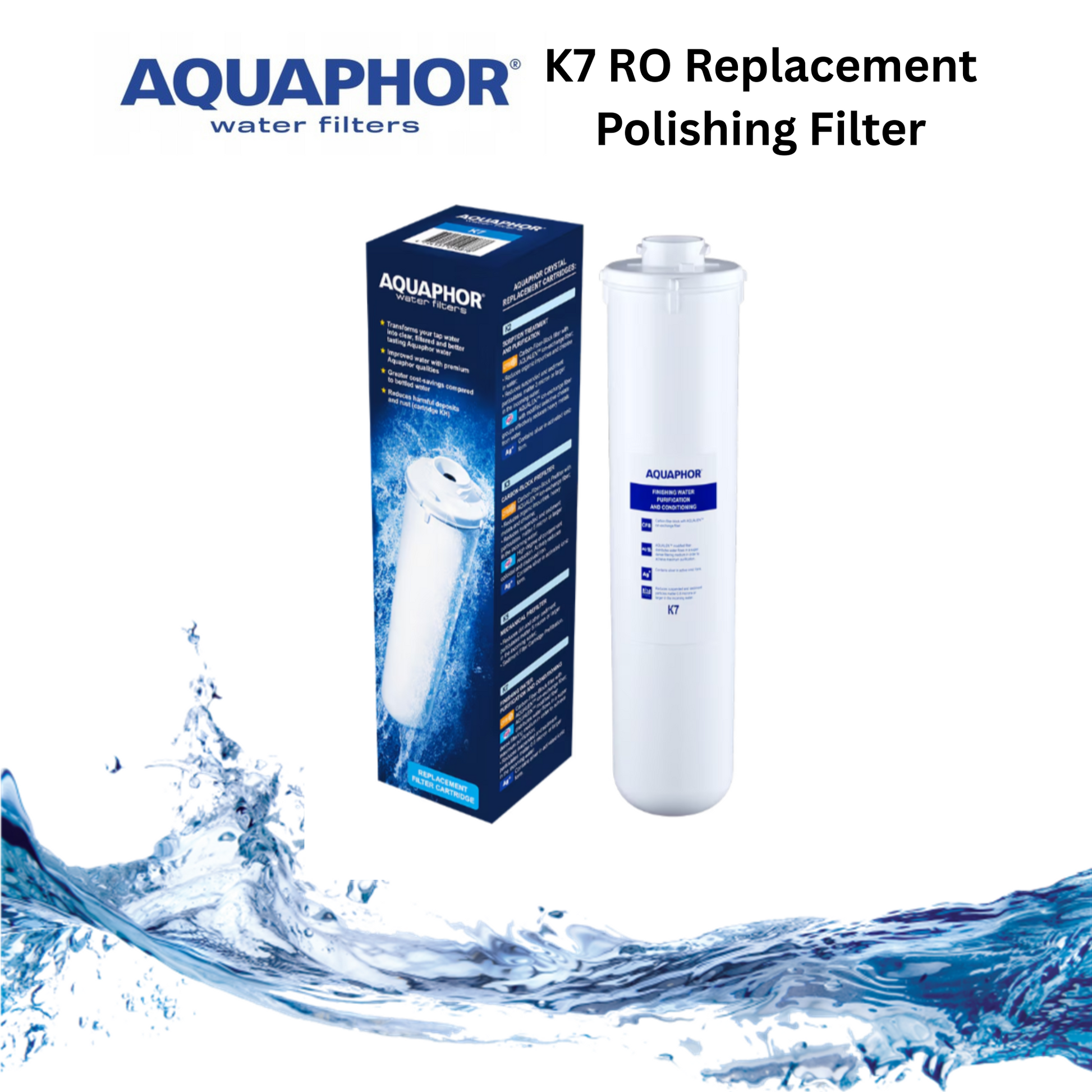 Aquaphor K7 RO Replacement Polishing Filter with packaging on a white background